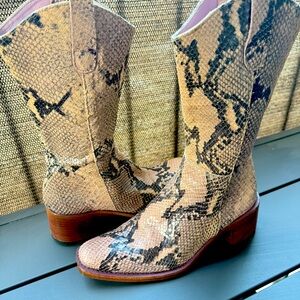 Vintage HYPE Snake‎ Print Leather Western Boots Women’s 6M Spain y2k Retro